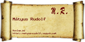 Mátyus Rudolf névjegykártya